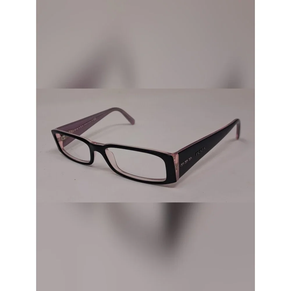 NEW Prada Women's Eye Glasses Frames Rectangle Black Purple VPR 10F 51-16-135